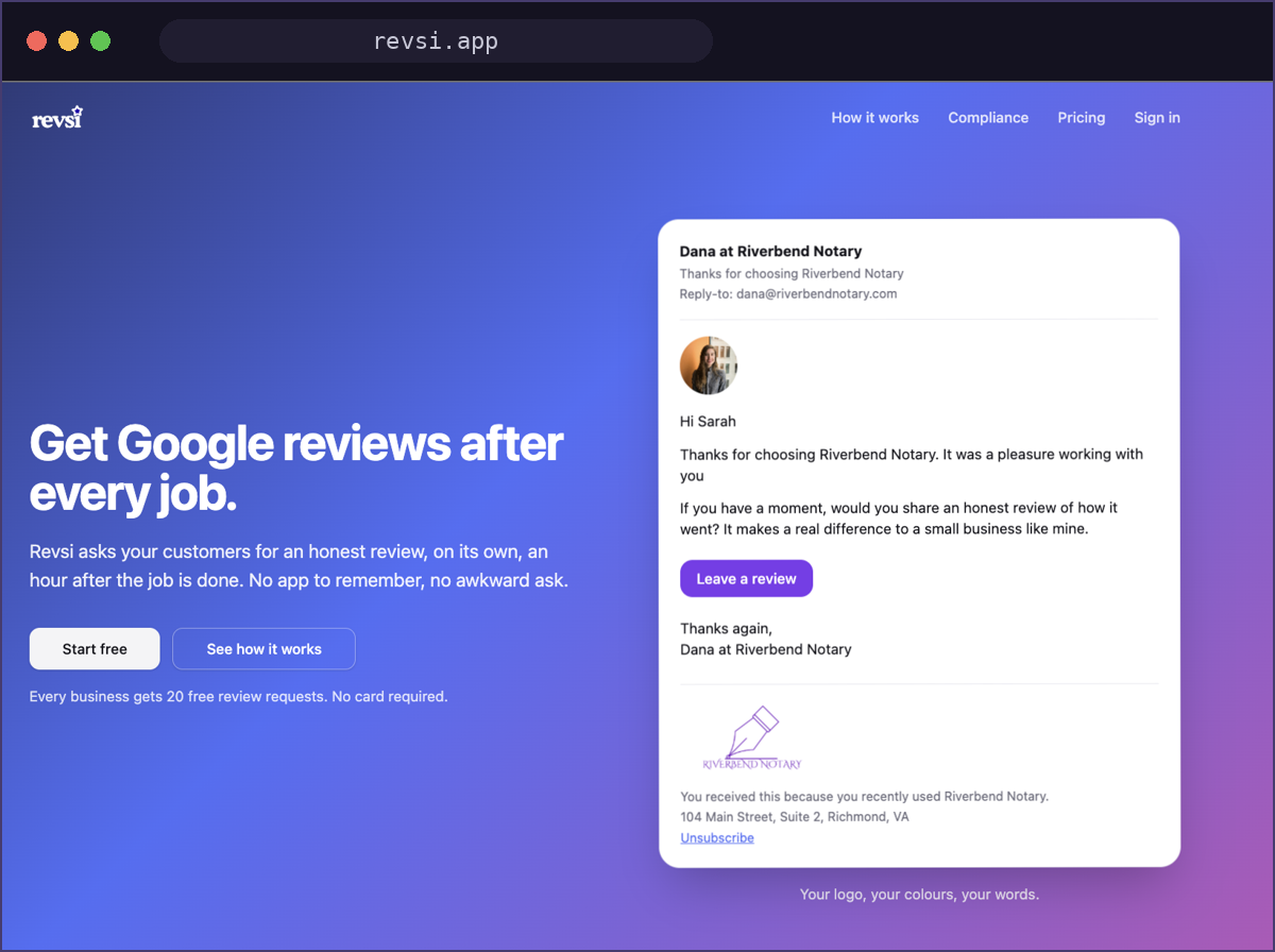 Revsi website preview