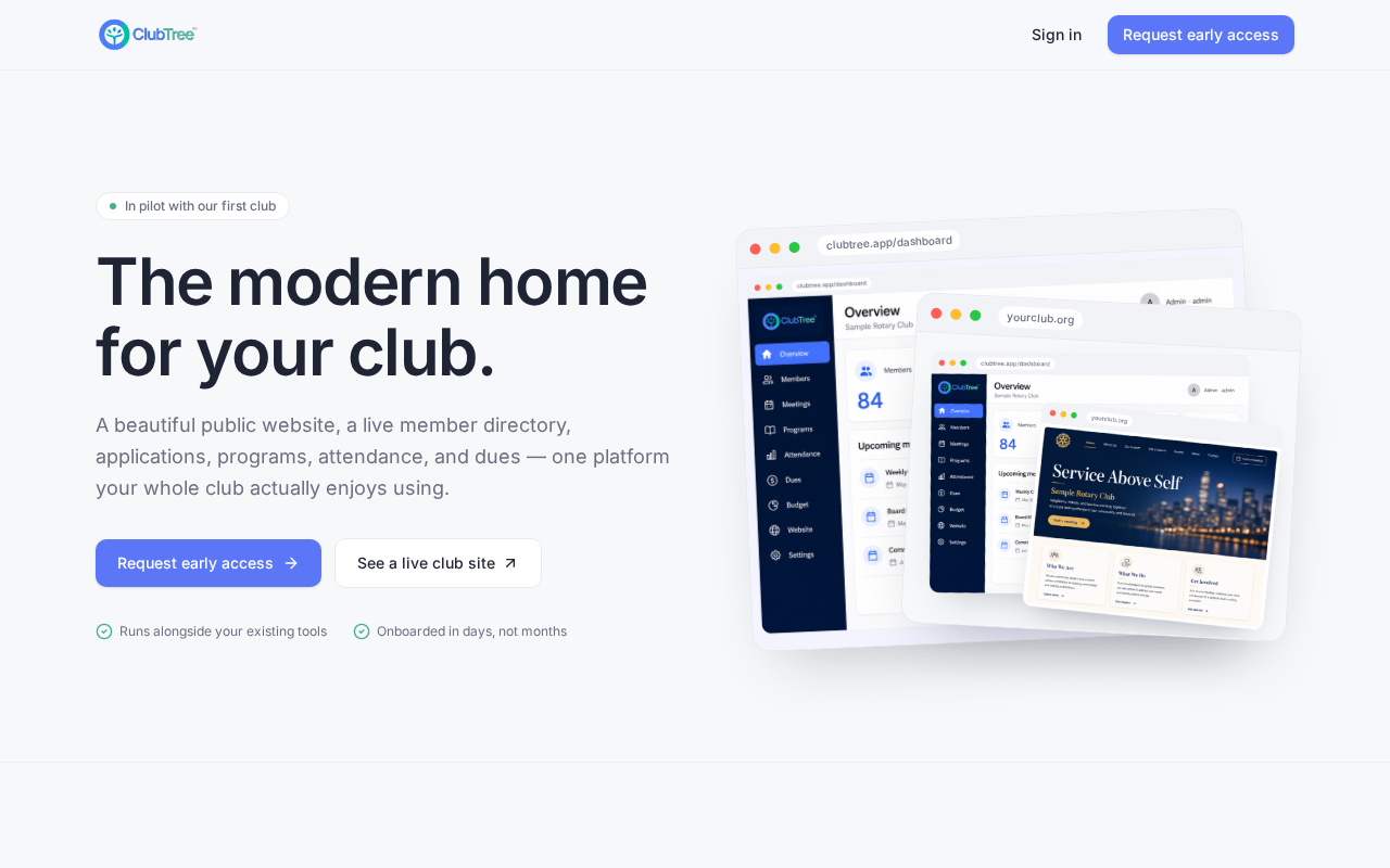 ClubTree website preview